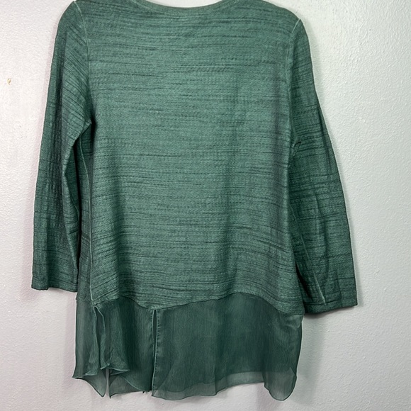 Ali Miles Heather Green 3/4 Sleeve Chiffon Hem Tunic Small - Picture 6 of 7